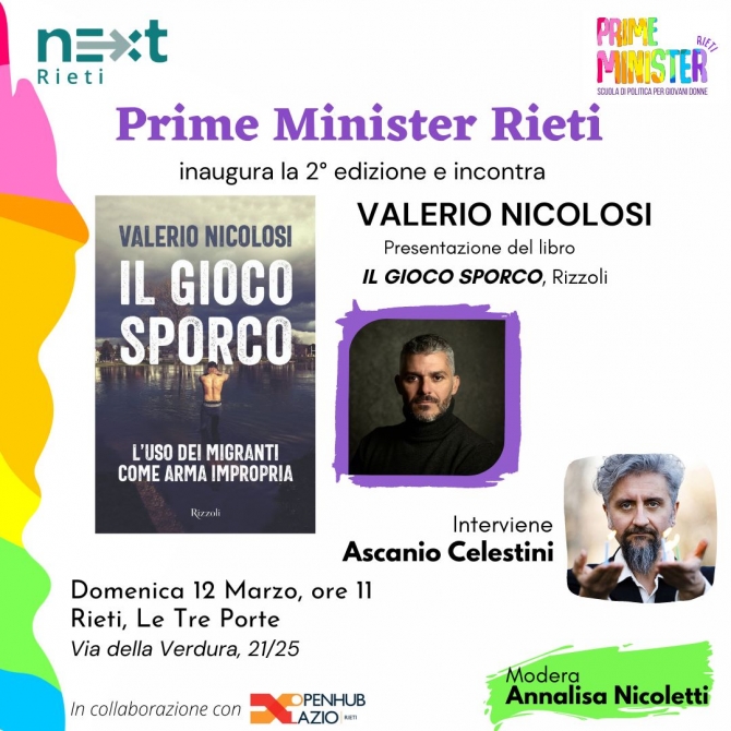 Valerio Nicolosi e Ascanio Celestini all’evento di lancio  della 2° Edizione di Prime Minister Rieti